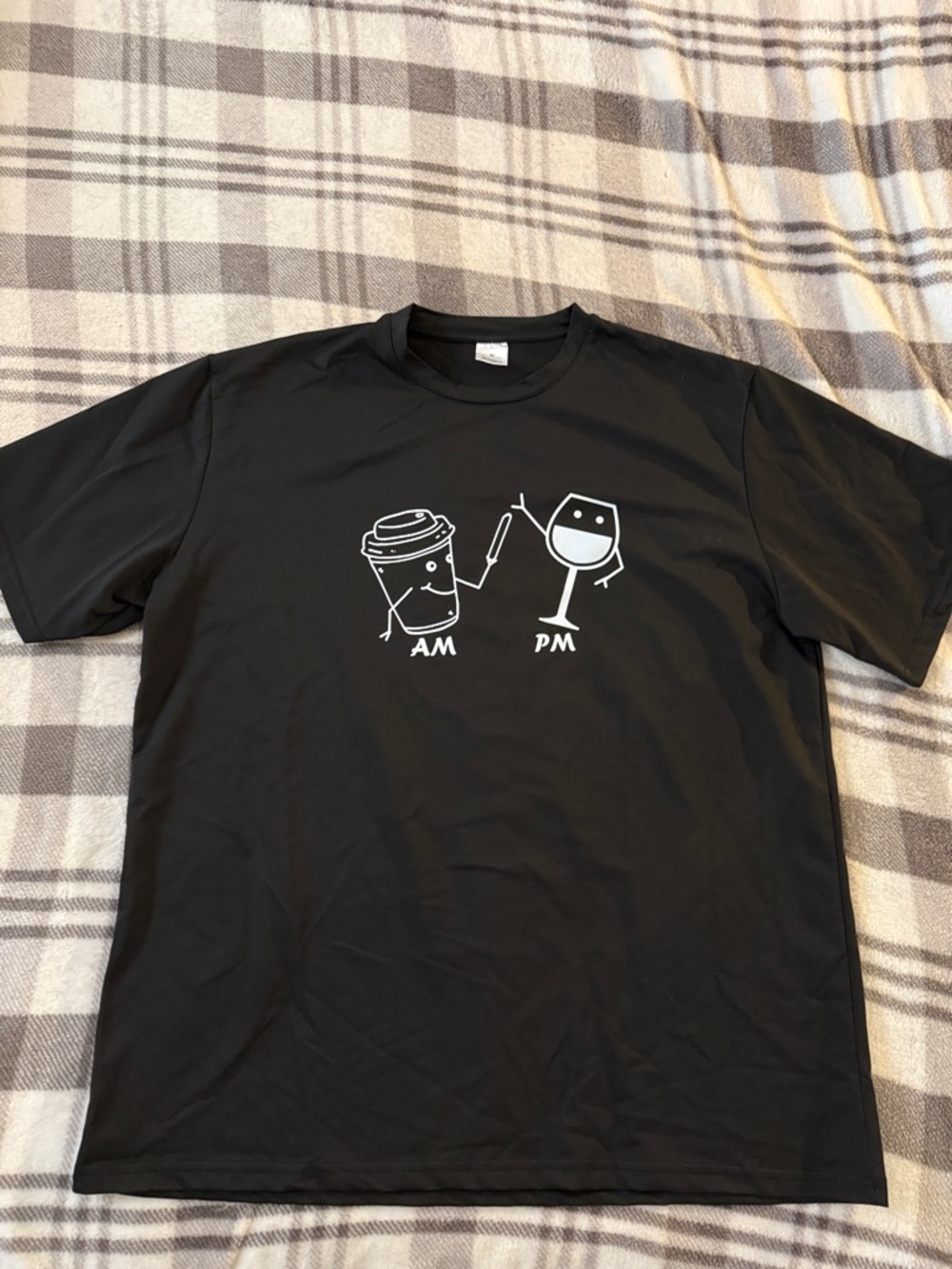 AM PM Coffee & Wine Graphic Tee in Black XL